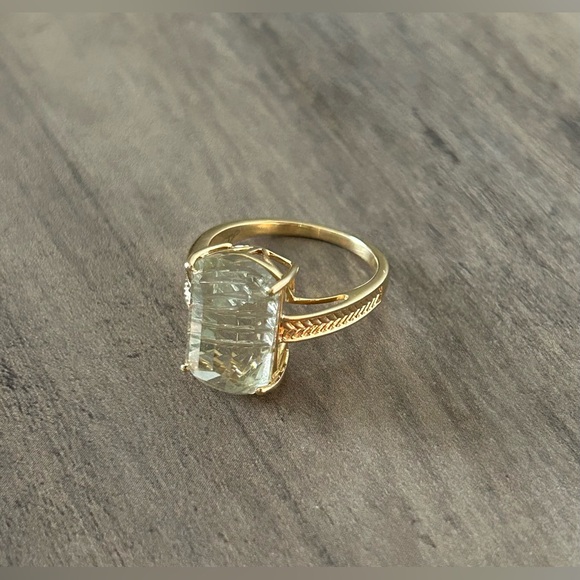 Glenn Lehrer Jewelry - ✨Glenn Lehrer Matrix Cut Prasiolite Gemstone Ring, 14K Yellow Gold, Size 7✨